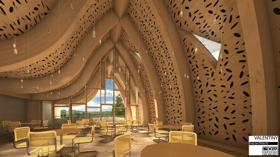 Intérieur en bois du bistrot Wäinhaus
